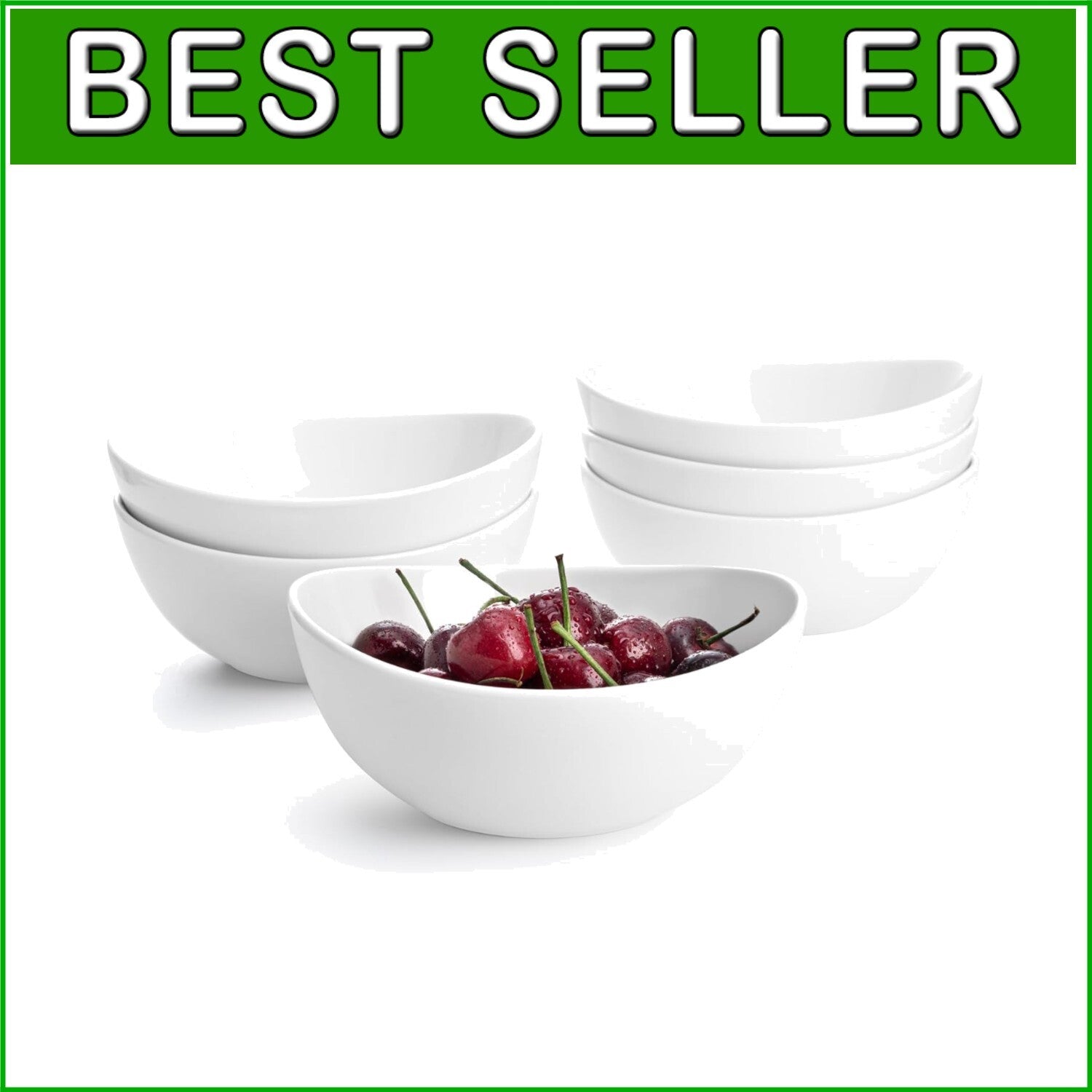 Elegant 6-Piece Porcelain Bowls, 18 oz - Microwave & Dishwasher Safe