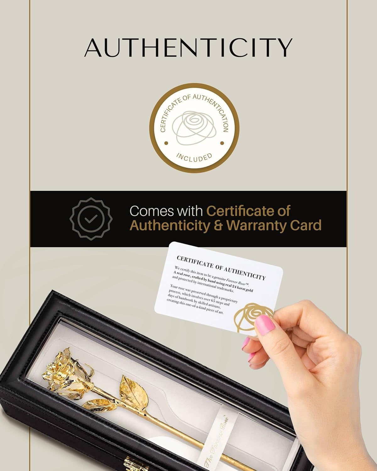 Elegant Leather Case with 24K Gold Dipped Real Rose - Perfect Keepsake Gift