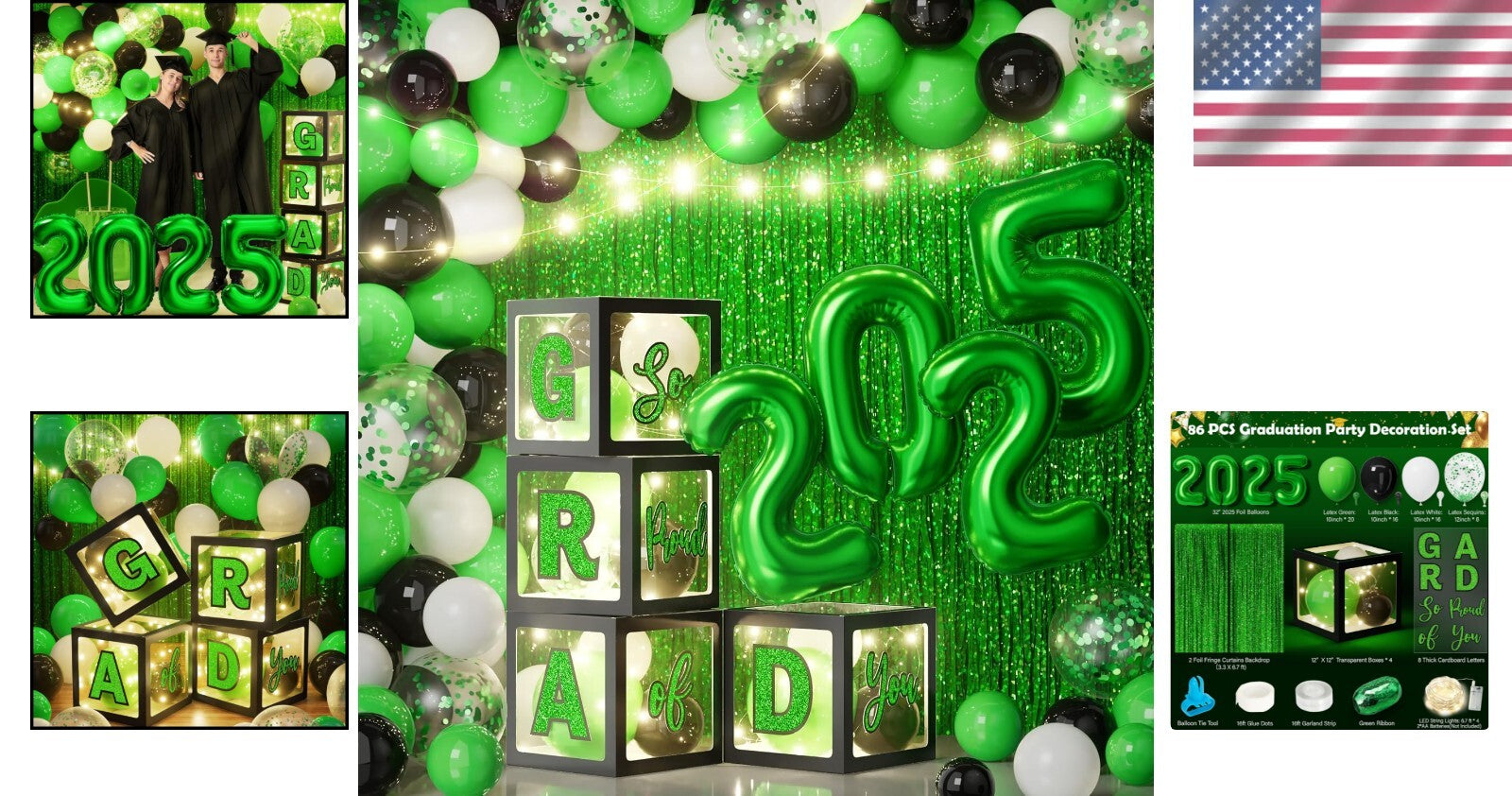 All-in-One Graduation Party Decor - 86PCS LED Lights, Balloons & Backdrops 2025