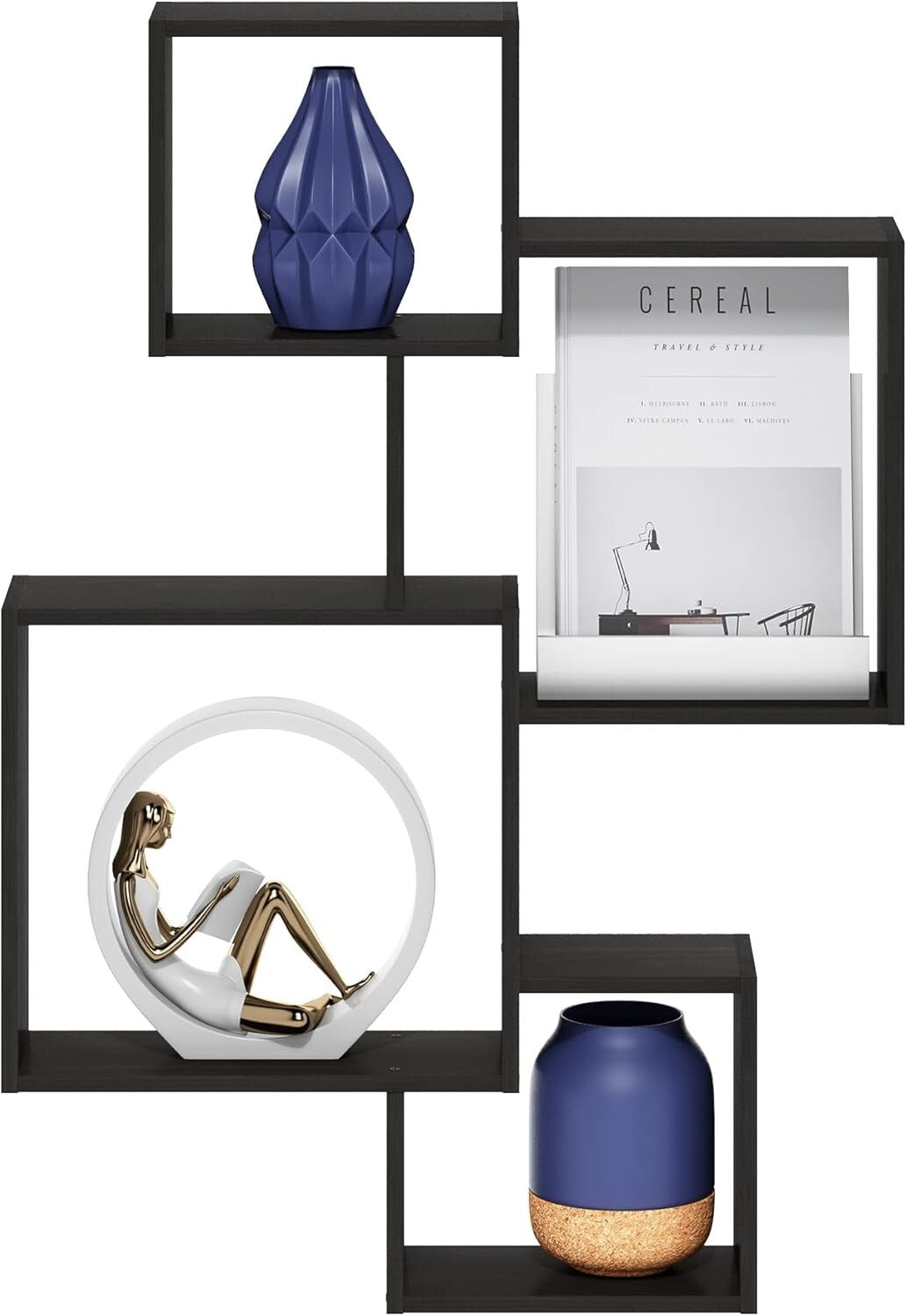 Durable Wall Mounted Espresso Floating Shelves - Set of 4 for Home Organization