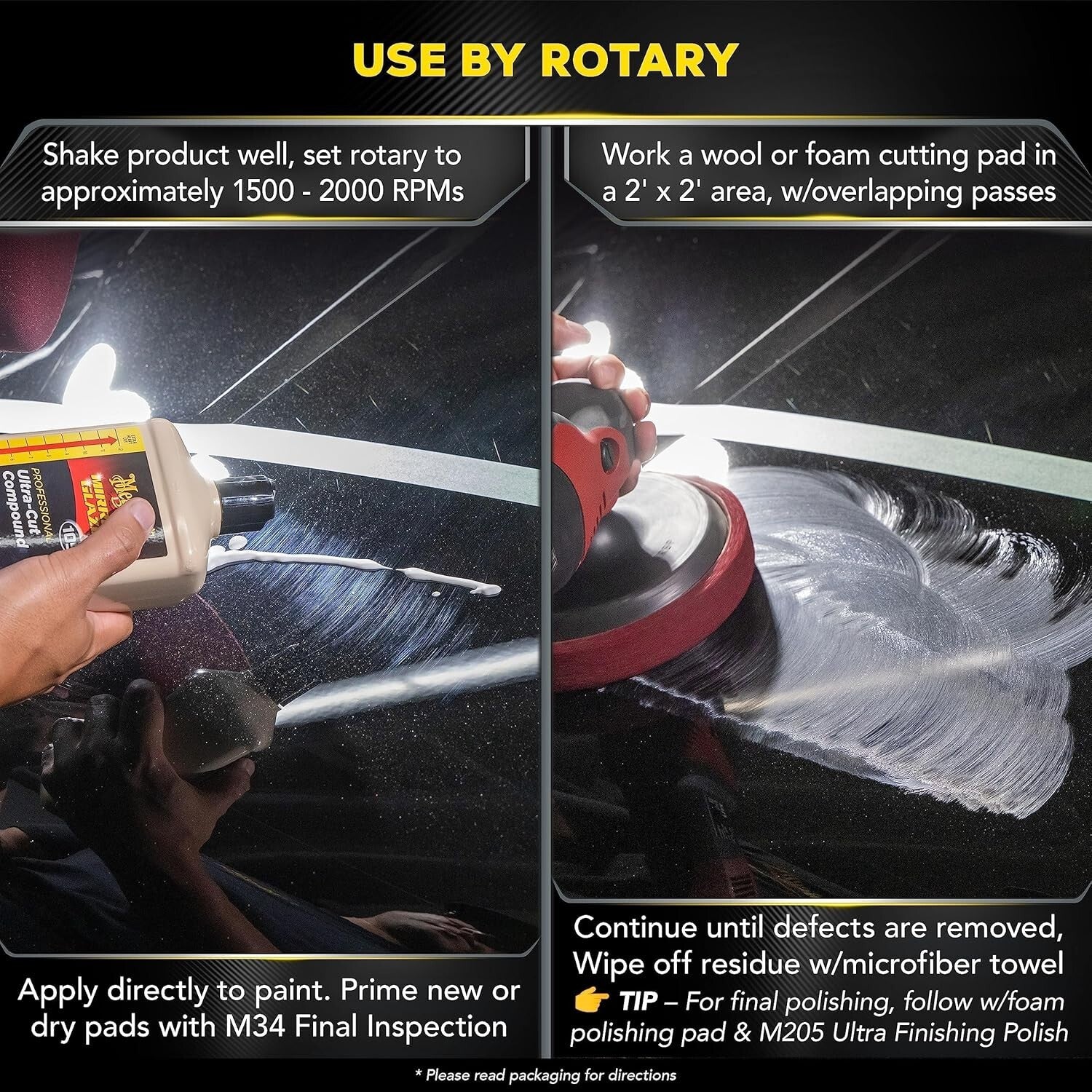 Mirror Finish Car Polish Kit - Meguiar's M105 Compound & Applicators Included