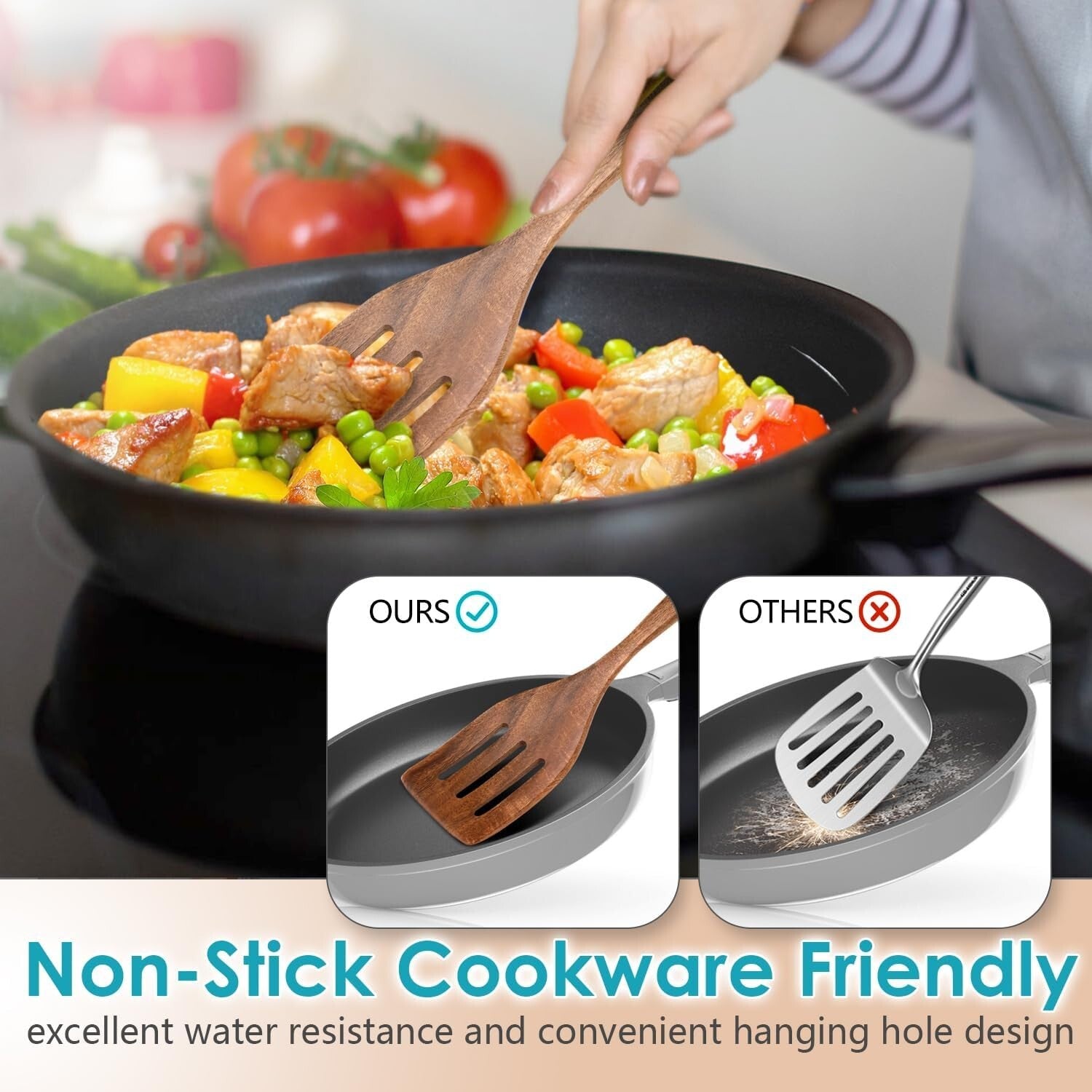 Luxurious Acacia Wood 11-Piece Kitchen Utensils Set - Lightweight & Durable