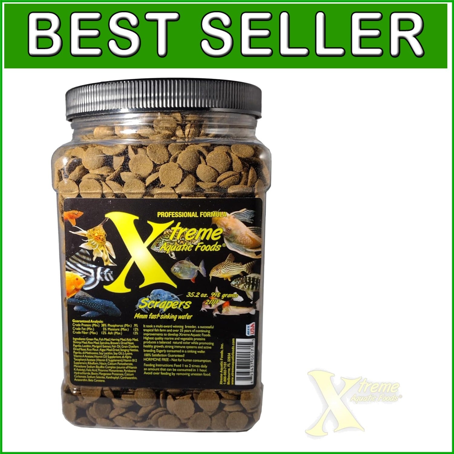 Xtreme Scrapers 14mm Fast-Sinking Fish Food Wafers - 2.5lbs for Bottom Feeders
