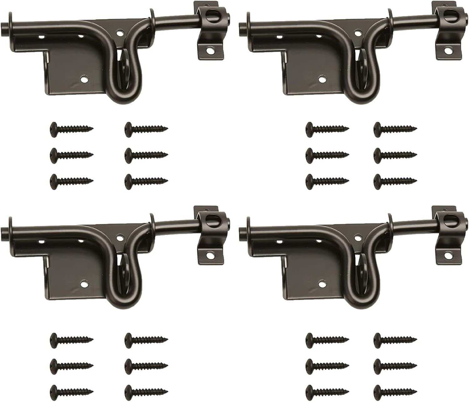 Sturdy 4pcs Metal Gate Latch Kit with Padlock Hole - Ideal for Fences and Gates