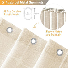 Load image into Gallery viewer, 72x84 Inch Water-Repellent Linen Blend Shower Curtain with Boho Tassels - Cream
