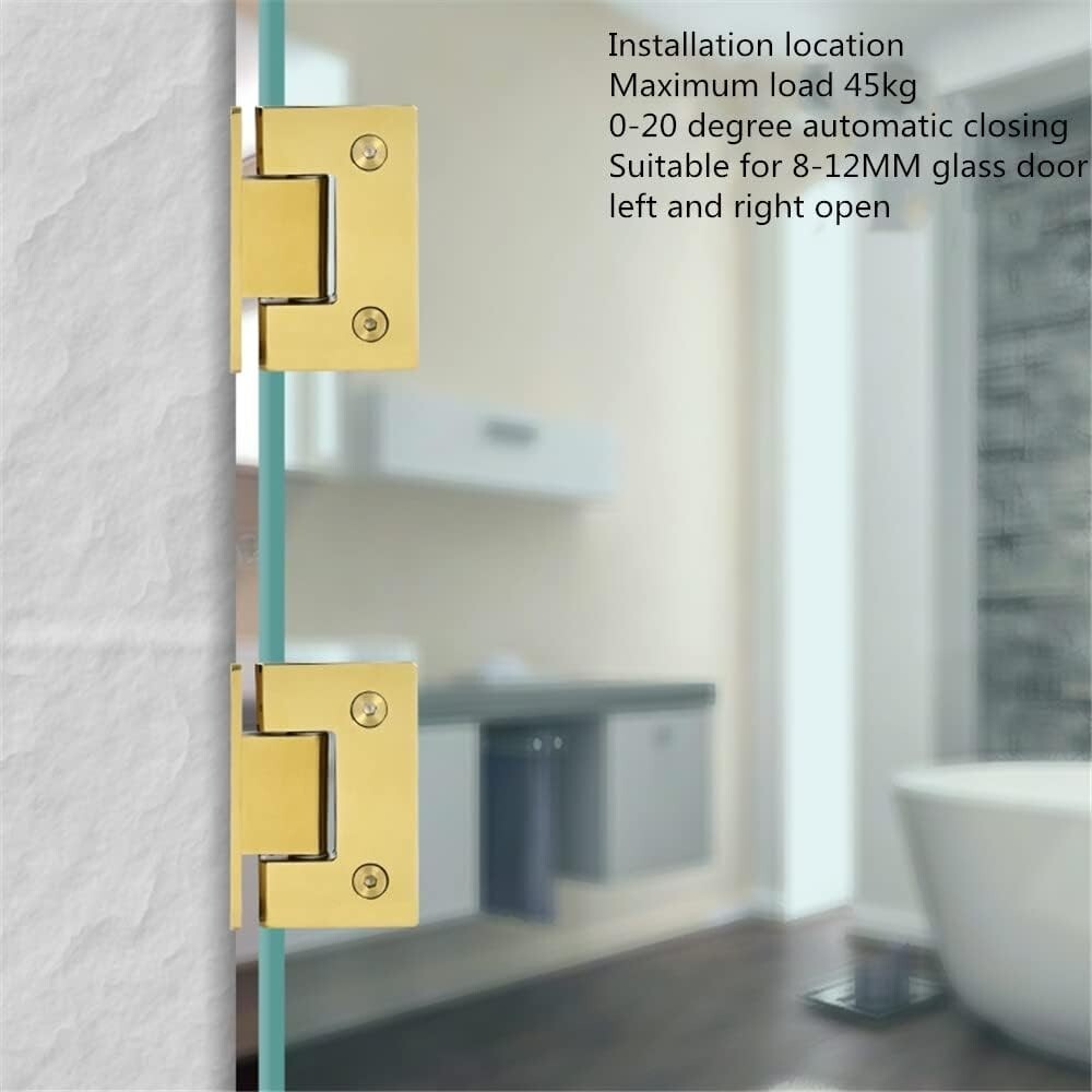 Sturdy 2 Pack Brushed Gold Glass Cabinet Hinges - Heavy-Duty Self-Closing Design