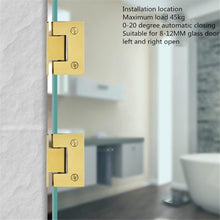 Load image into Gallery viewer, Sturdy 2 Pack Brushed Gold Glass Cabinet Hinges - Heavy-Duty Self-Closing Design