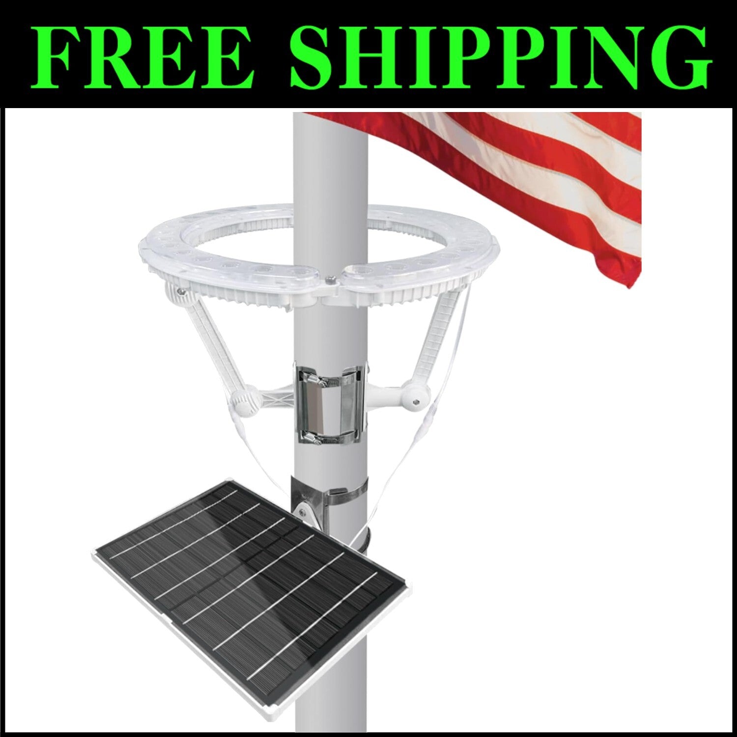 All-Weather 4640 Lumen Solar Flagpole Light with Automatic Dusk to Dawn Sensor