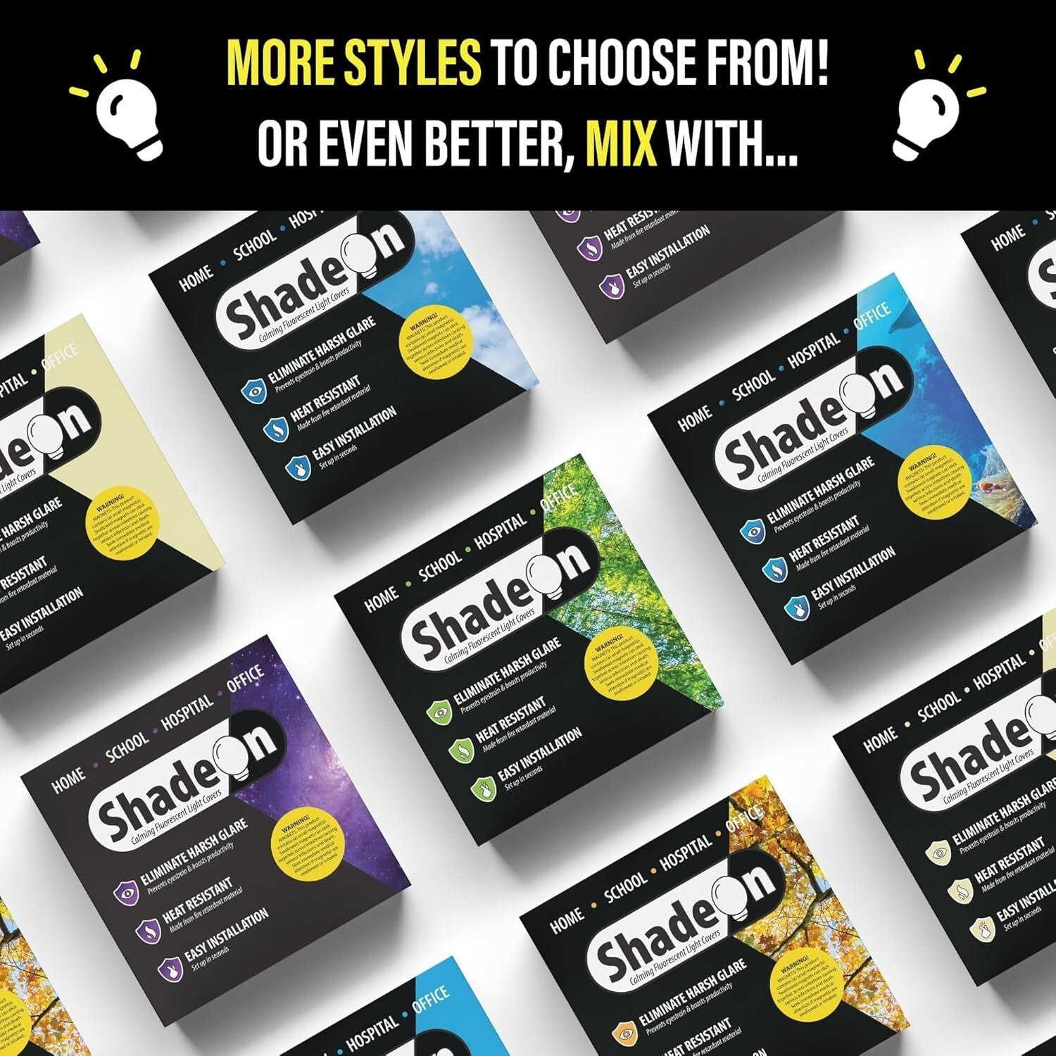 Flame Retardant 8-Pack Summer Sky Ceiling Light Covers for Classrooms & Offices