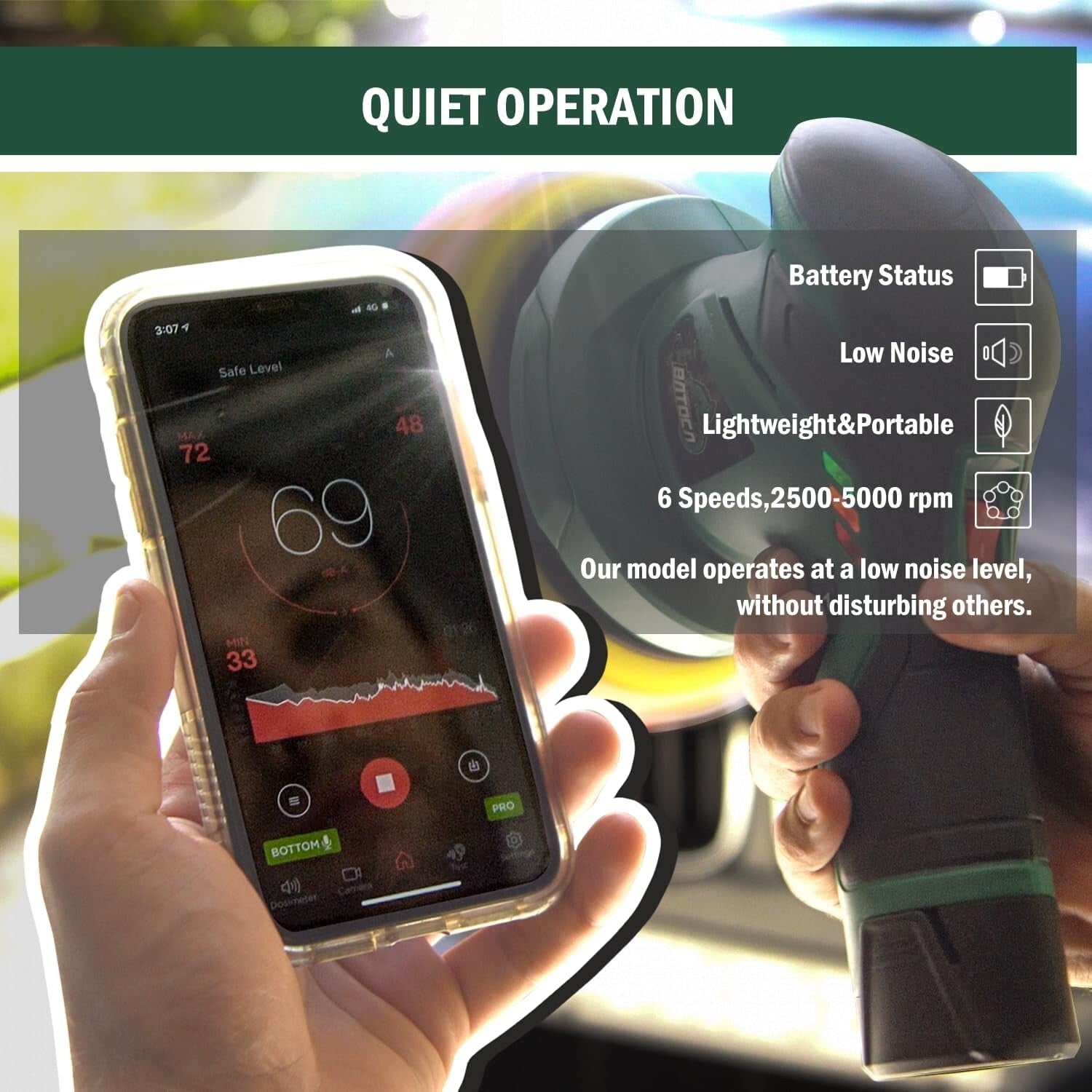 Lightweight 12V Cordless Buffer - 6 Variable Speeds for Ultimate Car Detailing