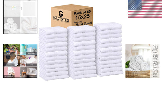 Basic 60 Count Hand Towels - Soft & Durable White 15x25 for Everyday Use