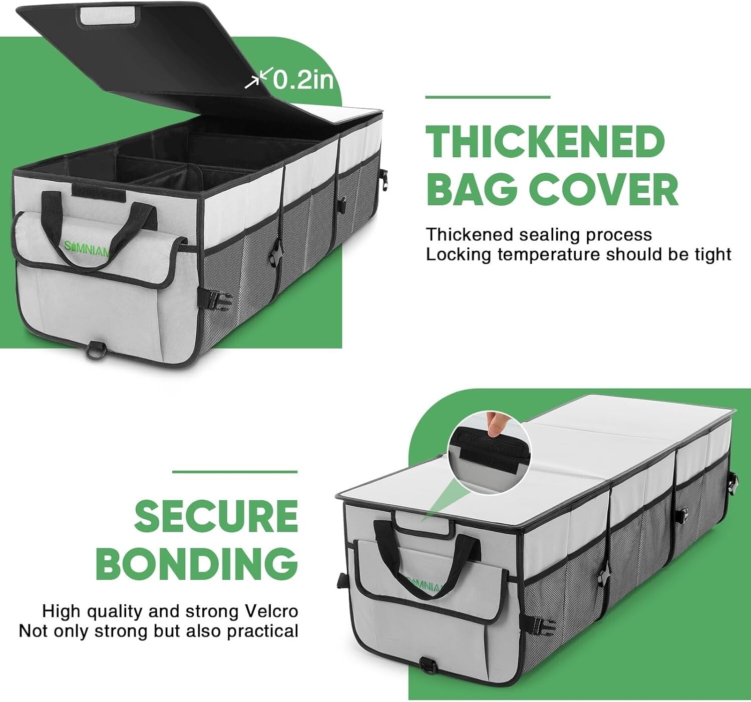 Heavy-Duty Collapsible Car Trunk Organizer with 4 Compartments & Insulated Bag