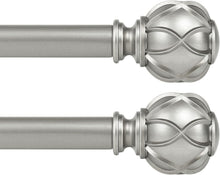 Load image into Gallery viewer, Elegant Telescoping Curtain Rod Set in Antique Silver - 28 to 48 Inch Adjustable