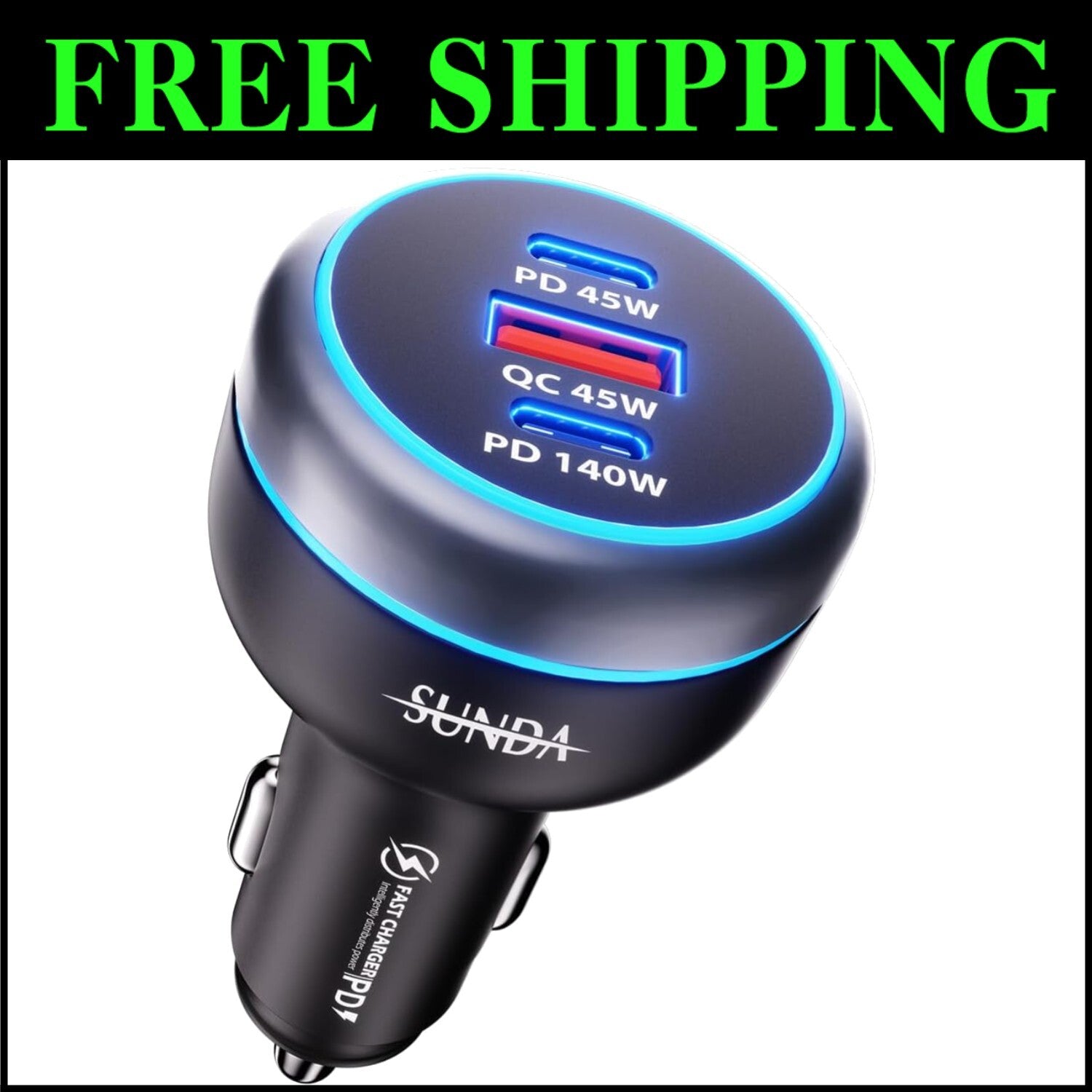 Super Fast Car Charger: 230W USB-C with QC 3.0 & Dual Ports for Fast Charging