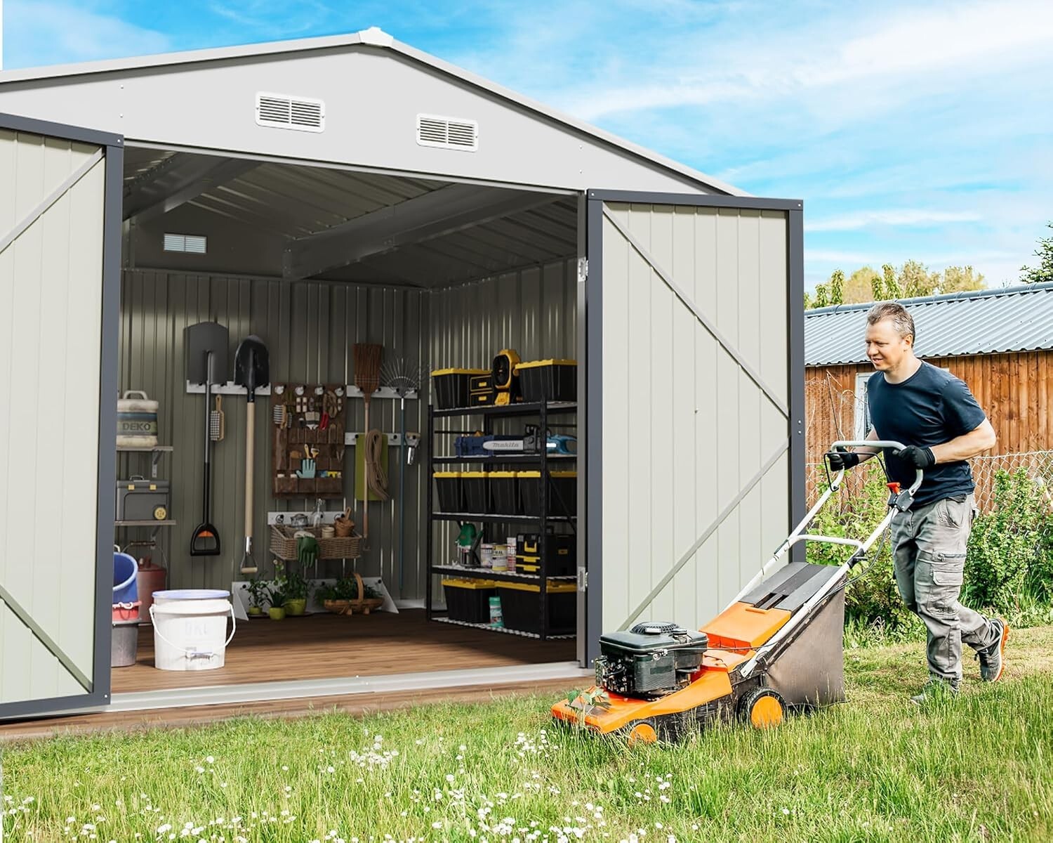Galvanized Steel Outdoor Storage Shed 10FT x 10FT - Ideal for Gardens and Patios