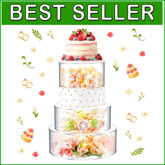 Clear Fillable Cake Riser Set with LED - 6'', 8'', 10'' for Stunning Displays
