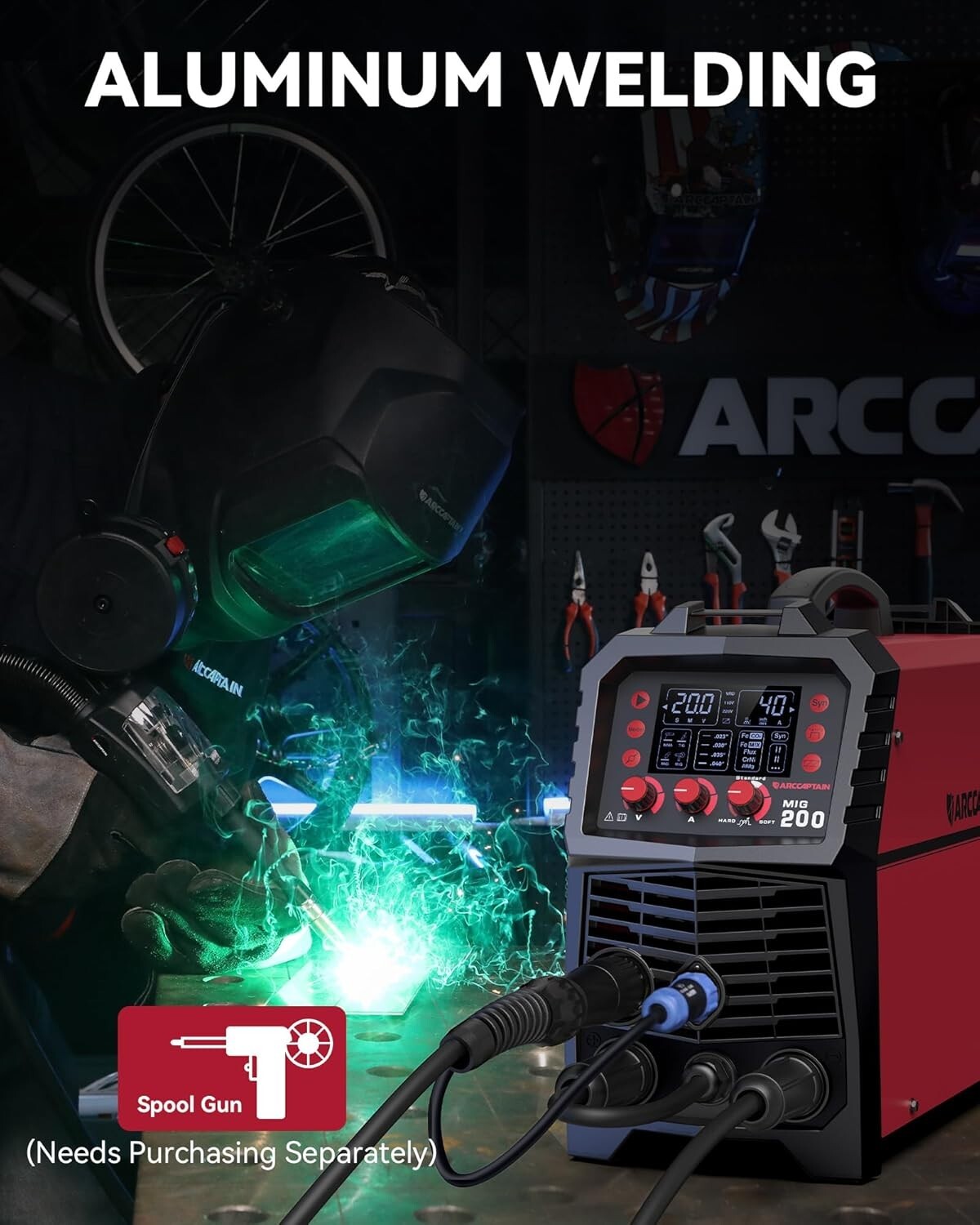 Versatile 6-in-1 MIG Welder - Gas/Gasless with Safety Features & Digital Control