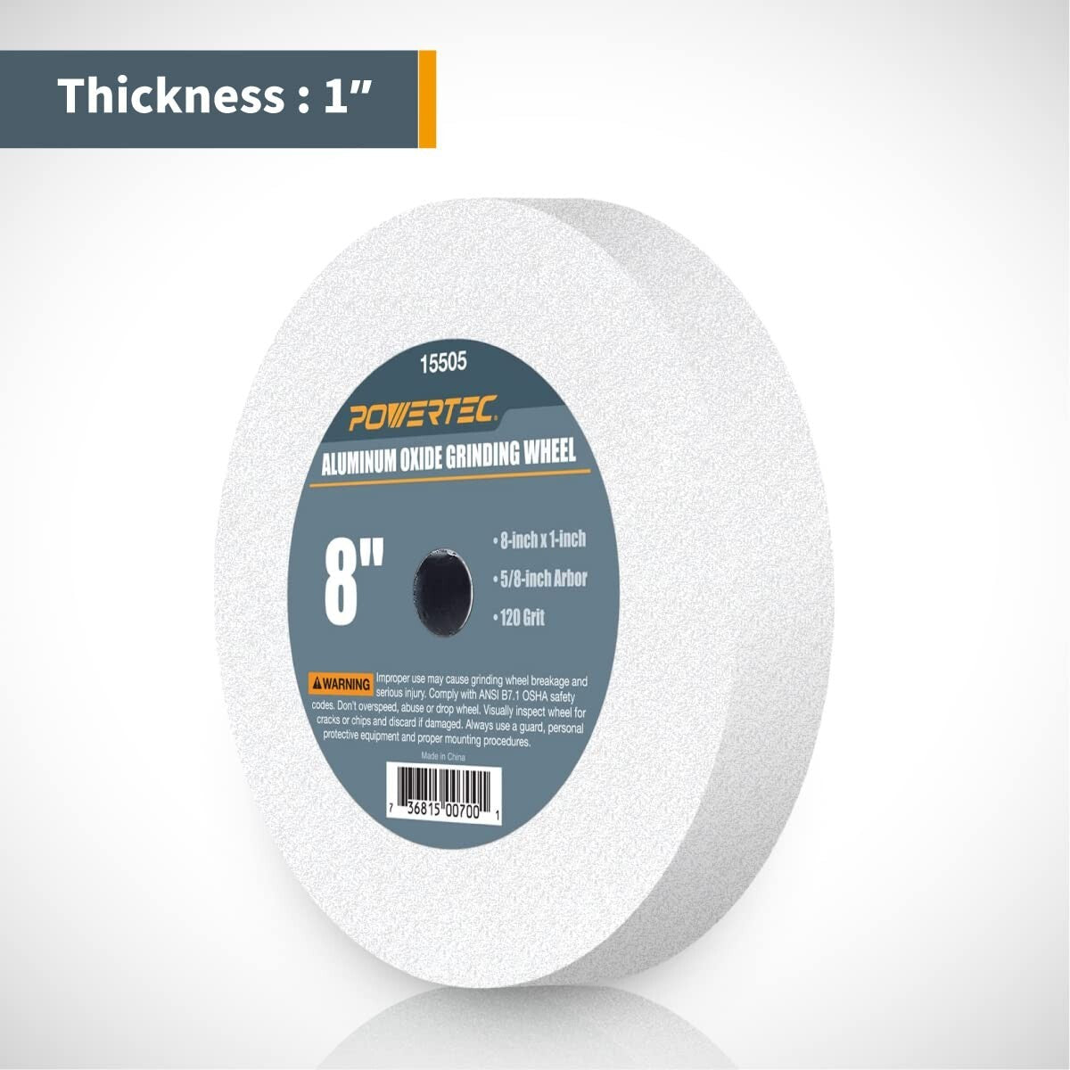 8" Fine Grit Aluminum Oxide Grinding Wheel - Ideal for Bench & Pedestal Grinders