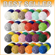 Load image into Gallery viewer, Soft Cotton-Nylon Crochet Yarn for Beginners - 2400 Yards in 24 Colorful Skeins