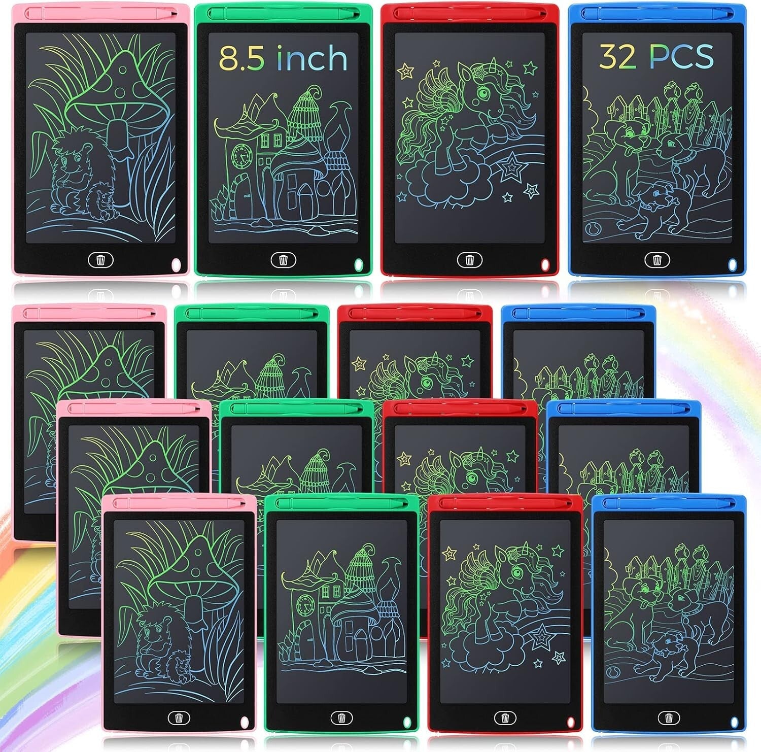 Eye-Caring LCD Writing Tablets - 32 Colorful Drawing Pads for Girls & Boys