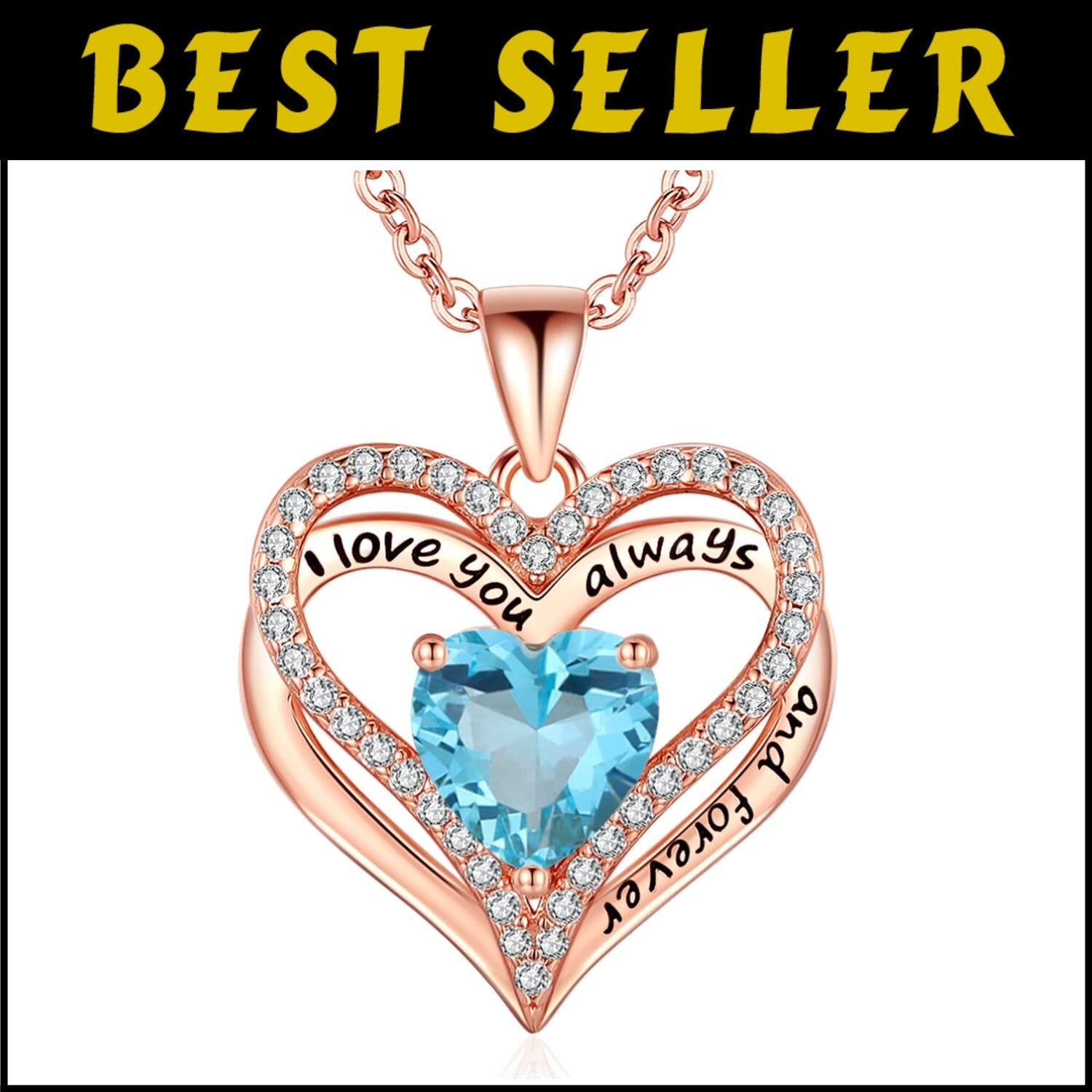 Personalized Birthstone and Heart Necklace in S925 Sterling Silver - Gift Ready!