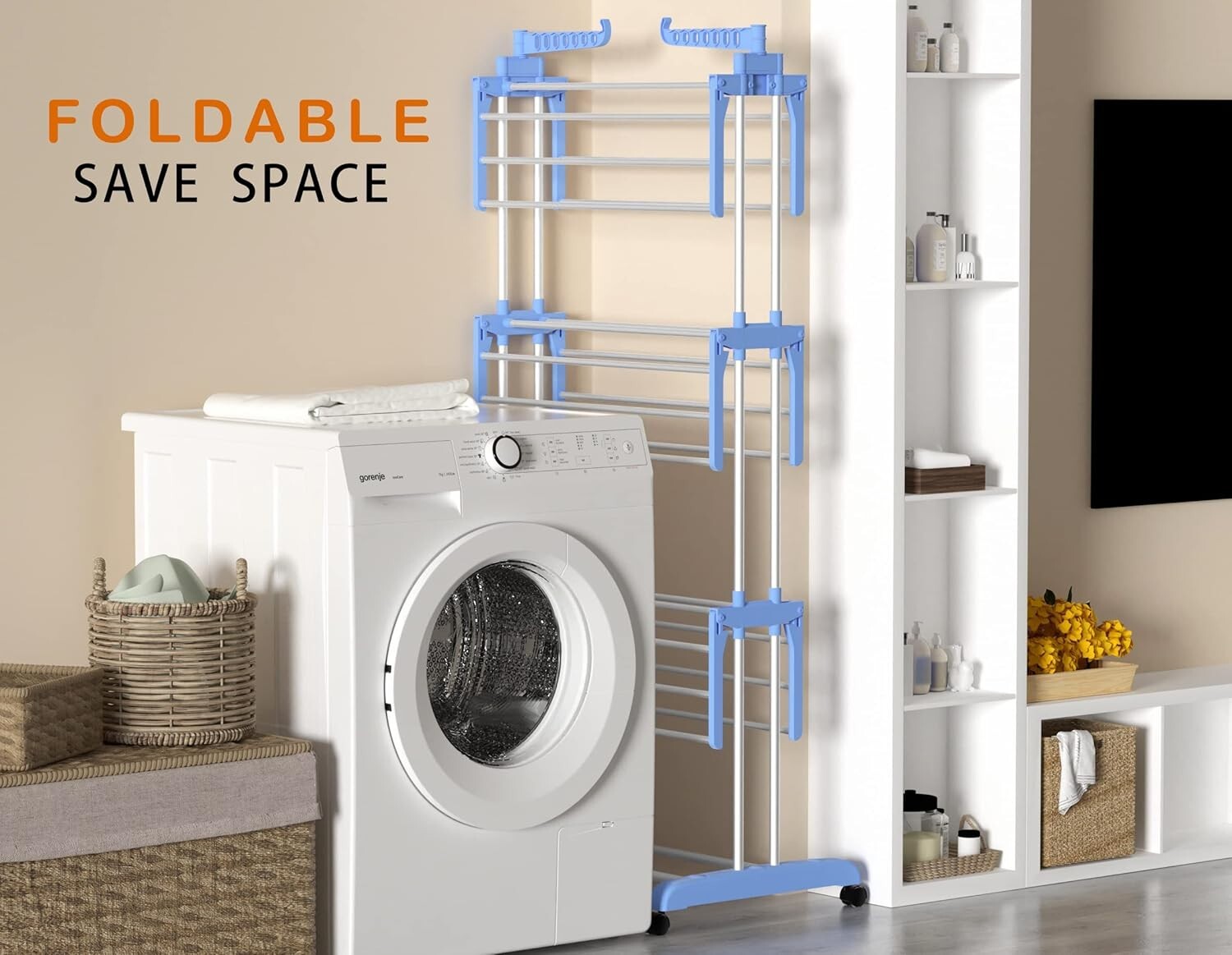 Durable Large Folding Drying Rack with Castors - Organize Laundry with Ease