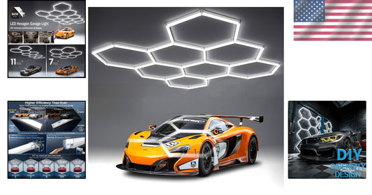 Elegant Aluminum Hexagon Garage Light - 720W, 86400 Lumens for Commercial Use