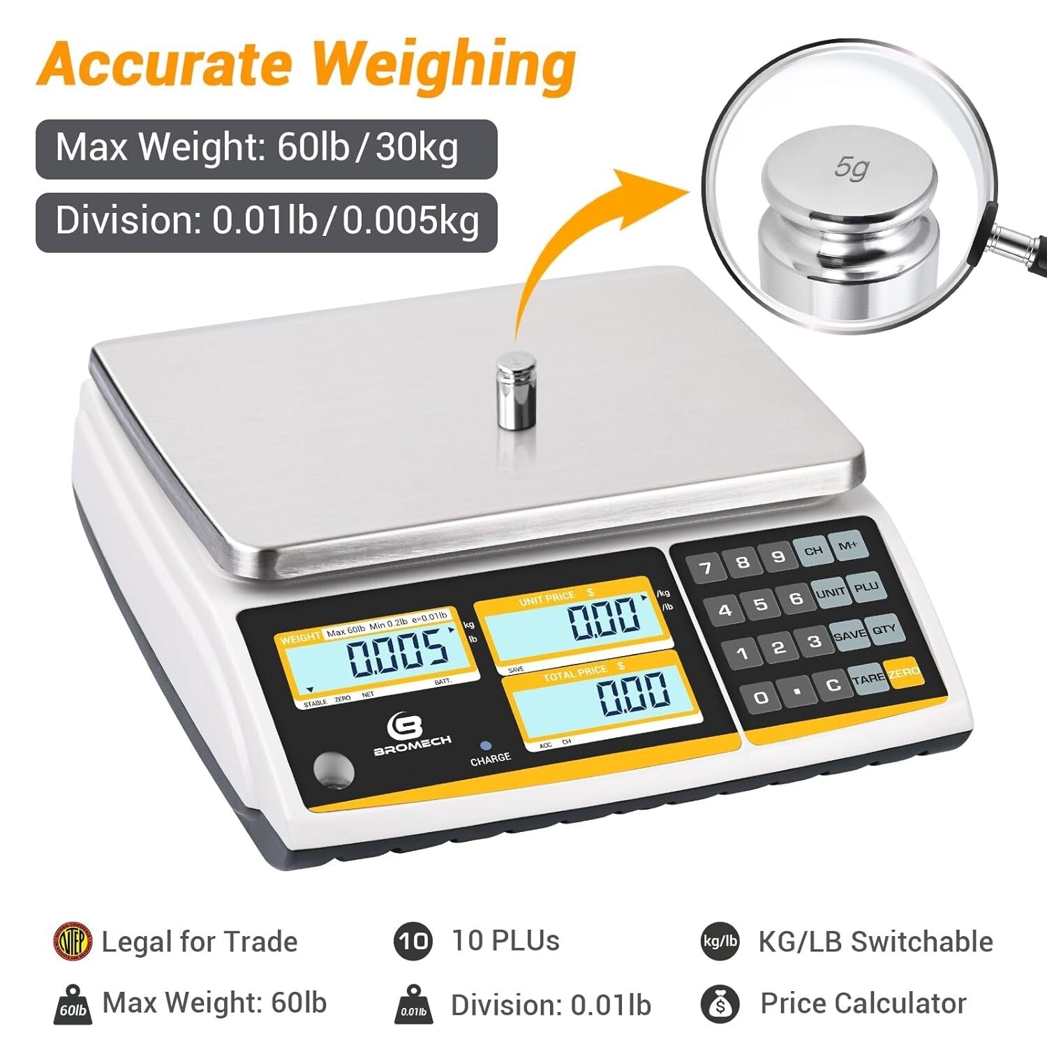 60lb Rechargeable Price Computation Scale for Deli & Market Use - NTEP Approved