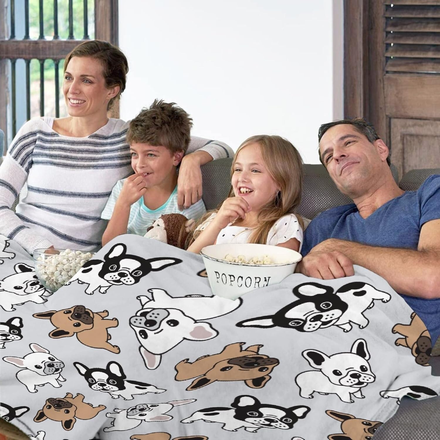 Cute Animal Print Blanket - French Bulldog Flannel Throw for All Seasons 60"x50"