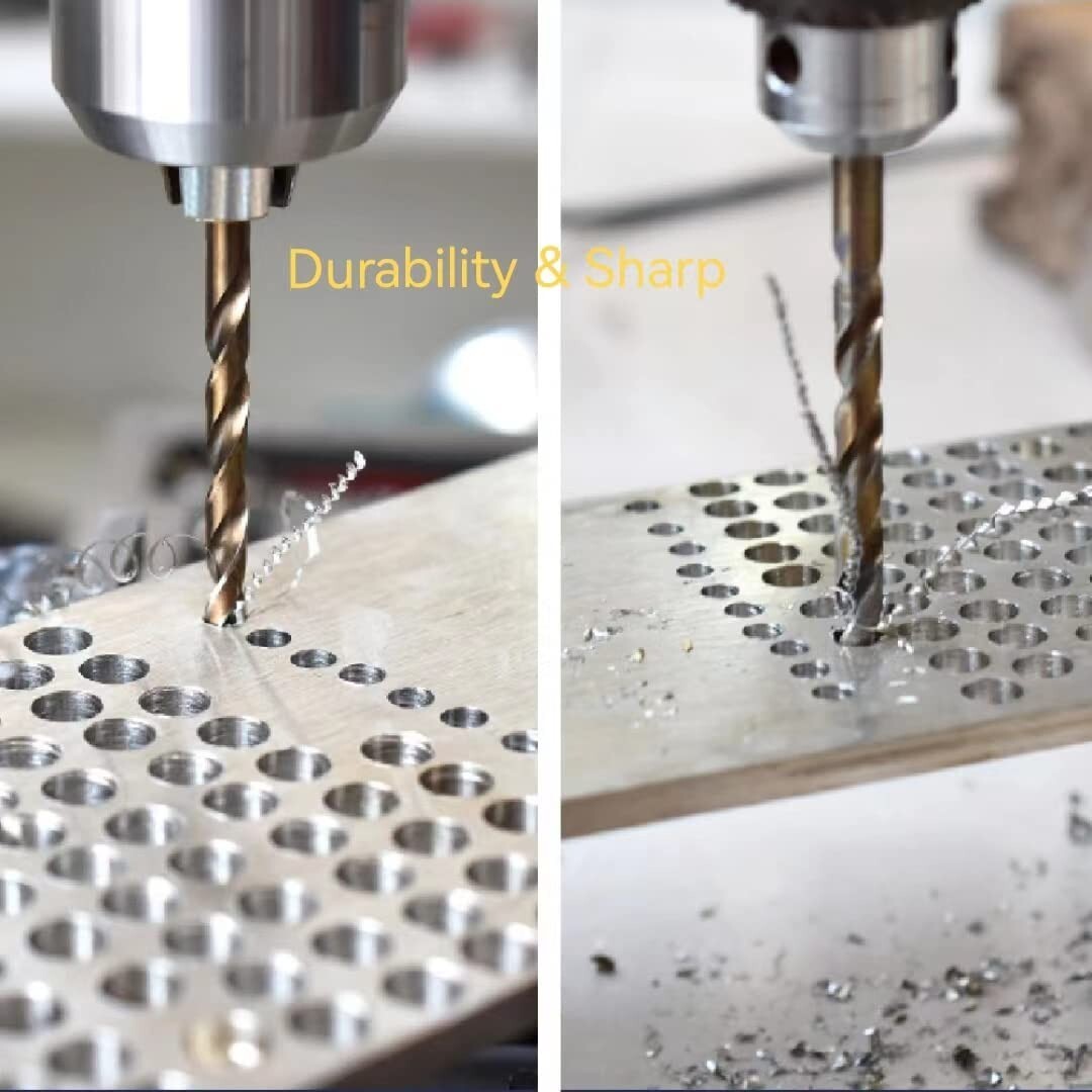 Durable 115PC Cobalt Drill Bit Set with Round Shank for Enhanced Drilling Power