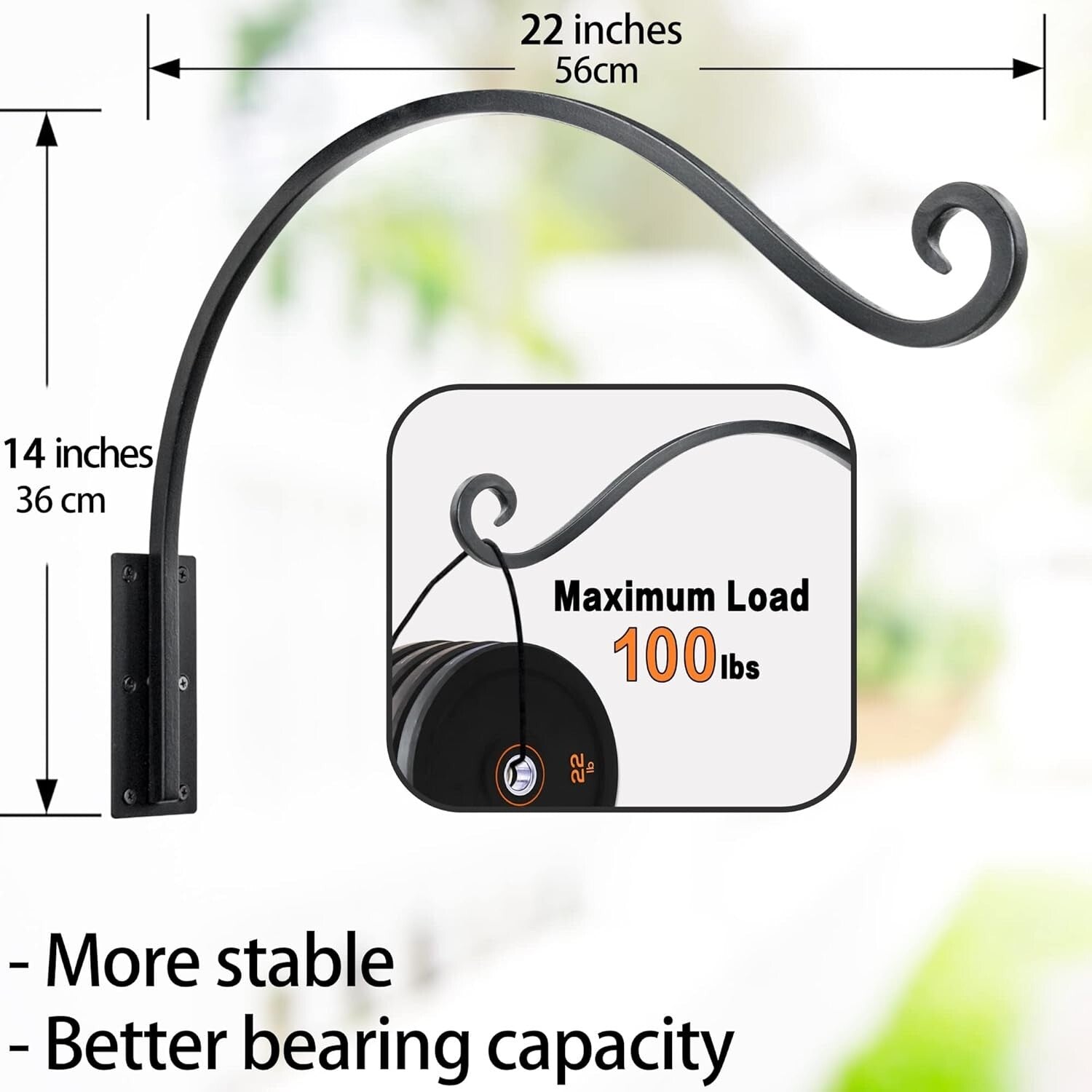 Durable Outdoor Hanging Plant Hook for Flower Pots and Bird Feeders - 100 lbs