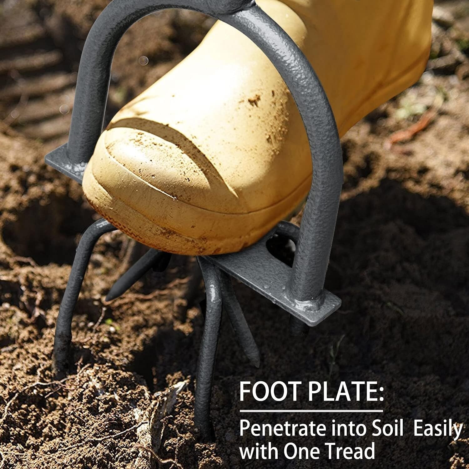 Heavy-Duty Ergonomic Garden Tiller with Sharp Tines - Maximize Plant Vitality