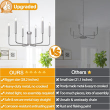 Load image into Gallery viewer, Adjustable Height 6-Light Brushed Nickel Chandelier - Modern Farmhouse Style