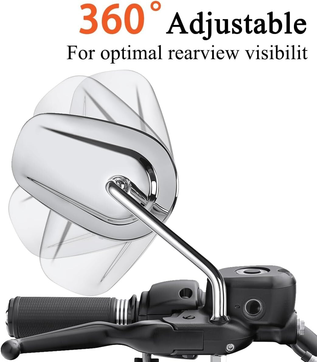 Chrome Long Stem Handlebar Mount Mirrors for 2024 Harley Models - Left & Right