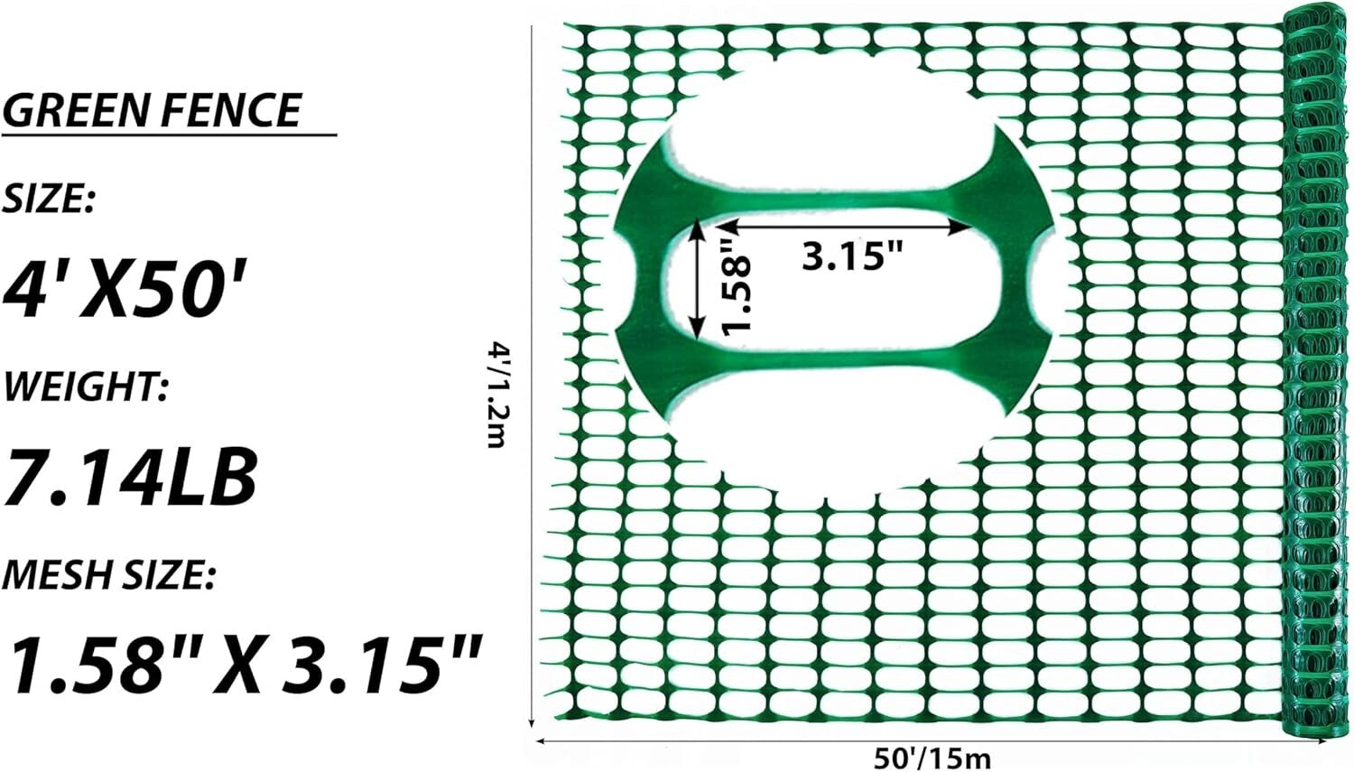 Extra Strength Plastic Mesh Safety Fence 4'x50' with 100 Zip Ties - Durable &...