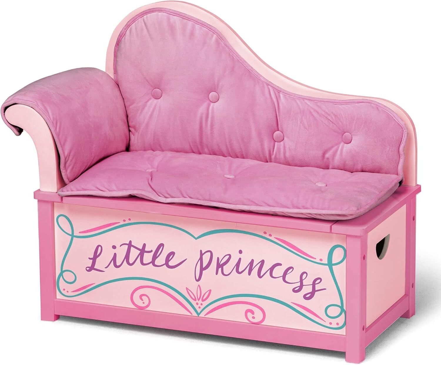 Kids Princess Fainting Couch with Toy Storage and Safety Hinge - 32" x 15.5"