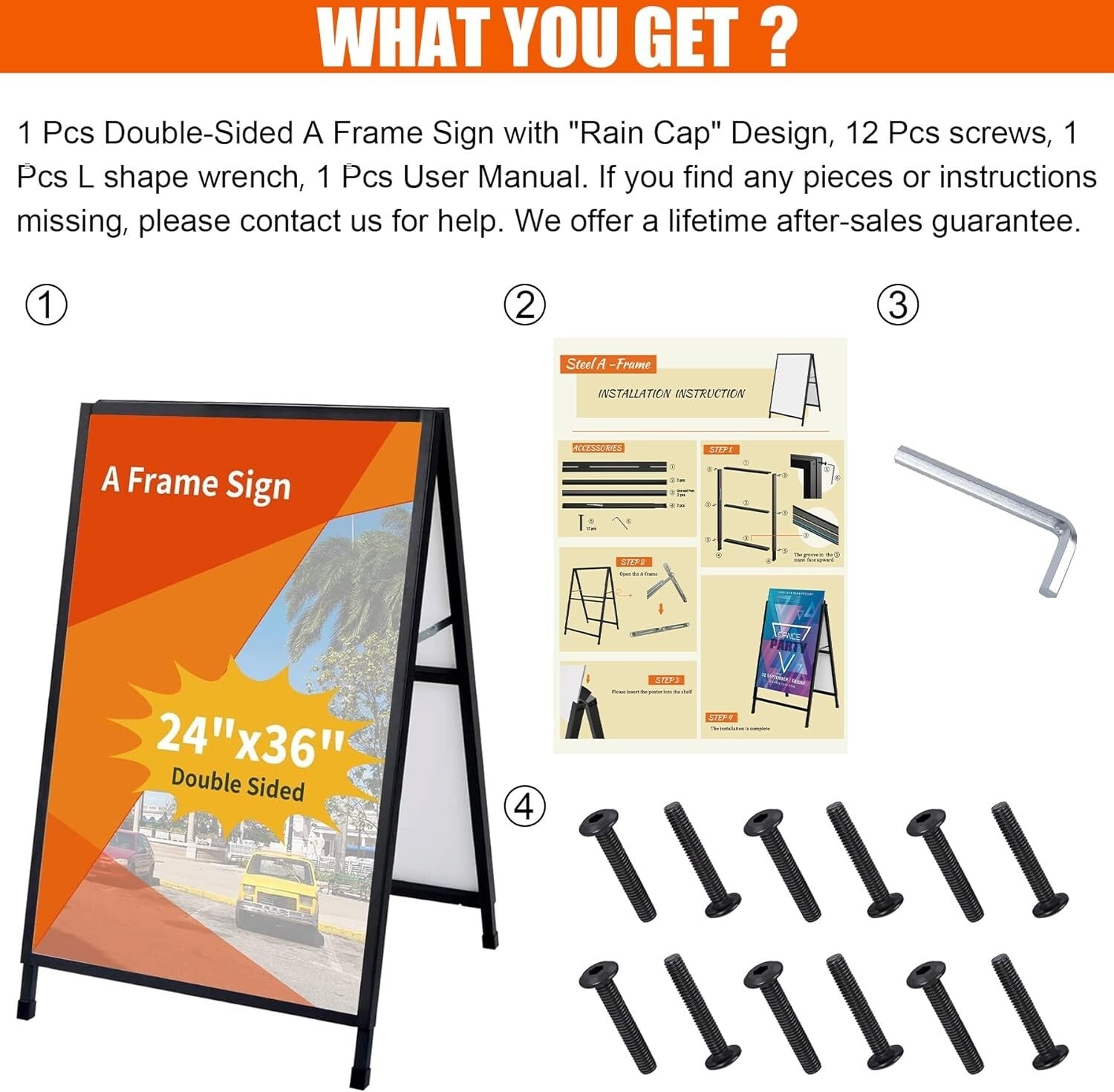 Heavy-Duty A-Frame Sidewalk Sign 24x36 Inches with Slide-in Poster Feature