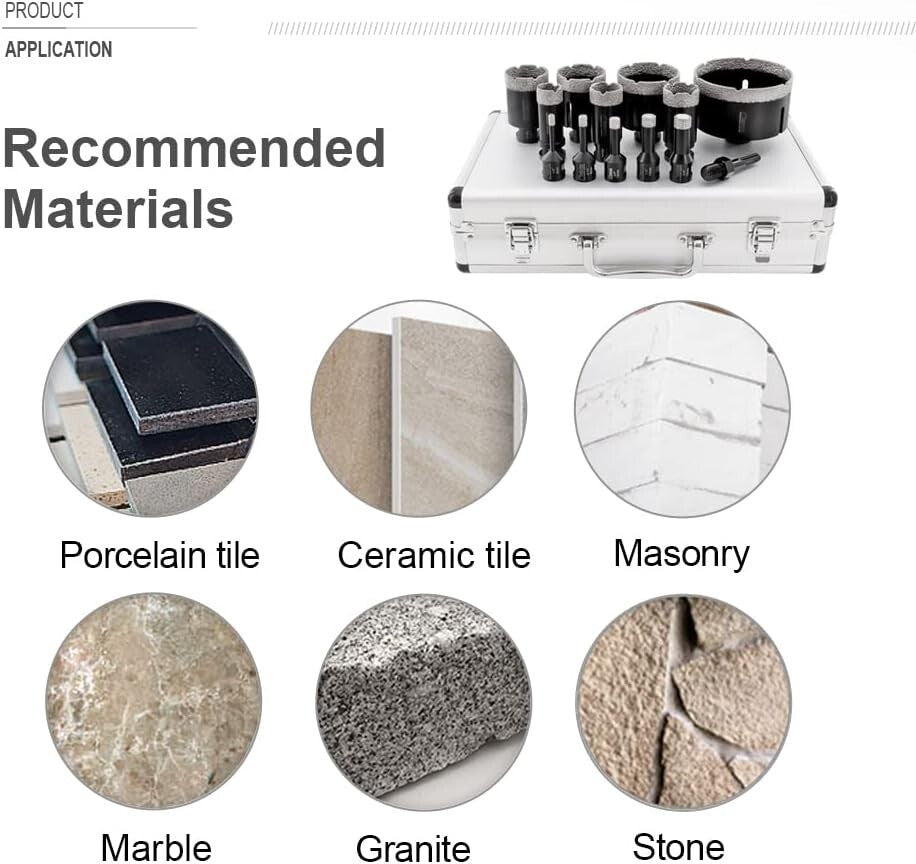 Compact Diamond Core Drill Bits Set with SDS Adapter for Precision Cutting