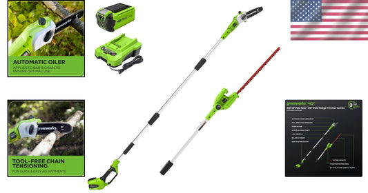40V Combo Kit: Pole Saw & Hedge Trimmer with Automatic Oiler & Battery Included