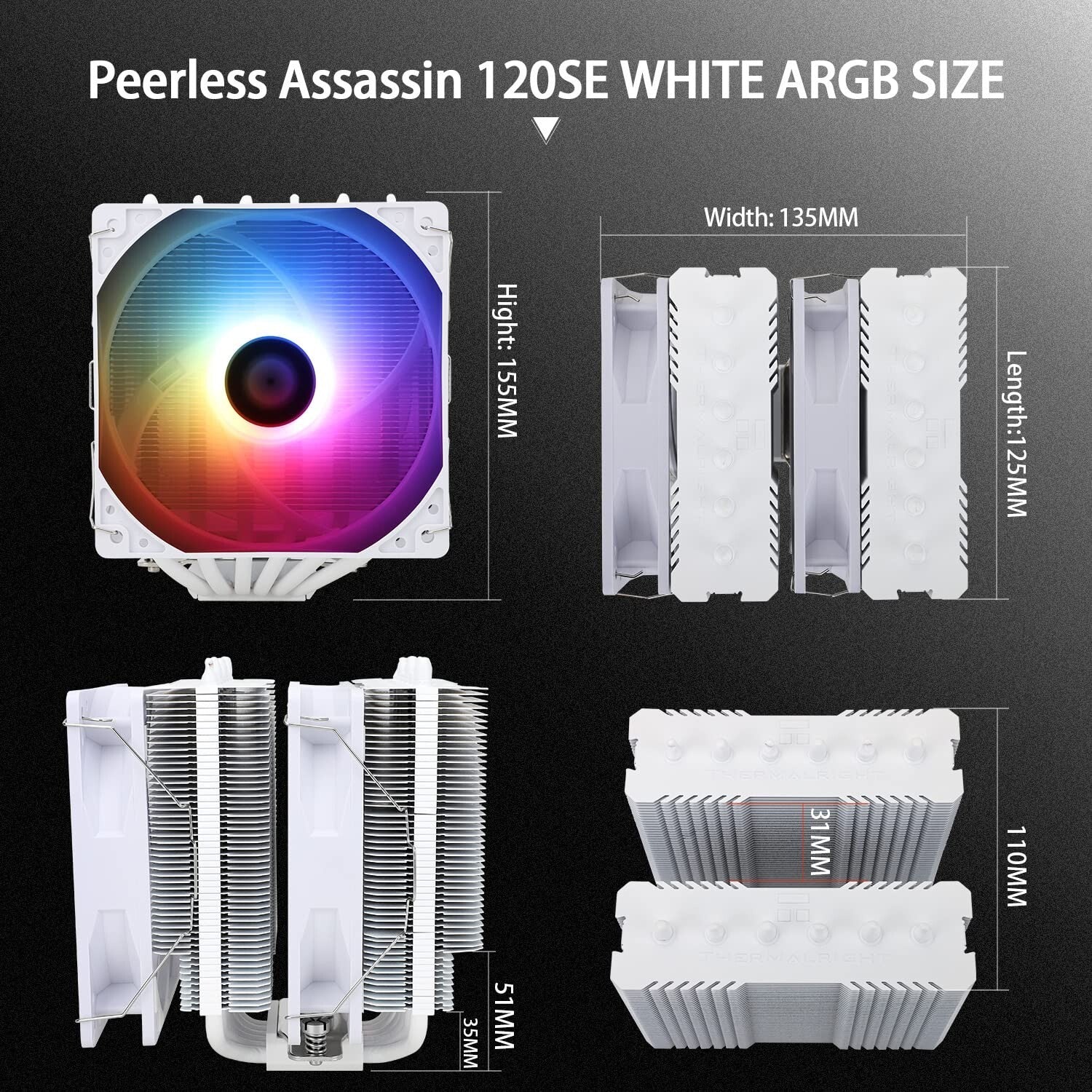 Dual Fan Peerless Assassin CPU Cooler with Stunning ARGB - AMD/Intel Compatible