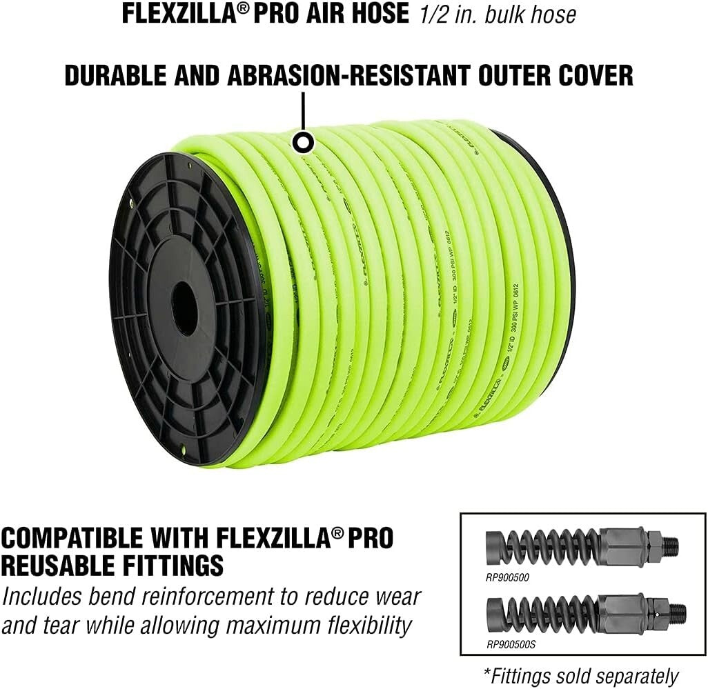 Flexible Hybrid Polymer Air Hose 1/2" x 250' - Crush & Kink Resistant Design