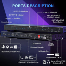 Load image into Gallery viewer, 4x4 HDMI Matrix Switcher 4K 60Hz with Audio Extractor &amp; Remote Control