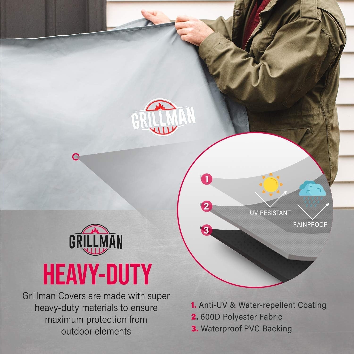 Durable Outdoor Grill Cover 60"L x 28"W x 44"H - Fits Most Gas & Charcoal Grills
