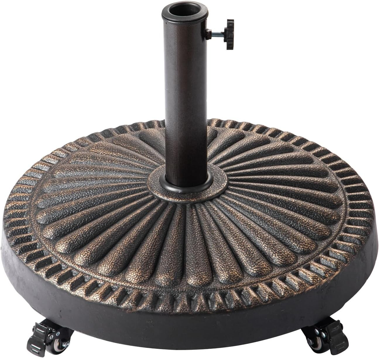 Durable 52 lb Round Rolling Umbrella Stand with Adjustable Holder for Outdoors