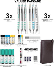 Load image into Gallery viewer, Premium 40PCS Metal Mechanical Pencil Set with Leather Case - Ideal for Artists