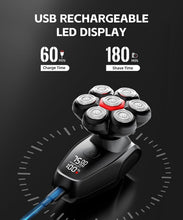 Load image into Gallery viewer, Rechargeable 5-in-1 Bald Men’s Shaver with Magnetic Shaving Head and LED Display
