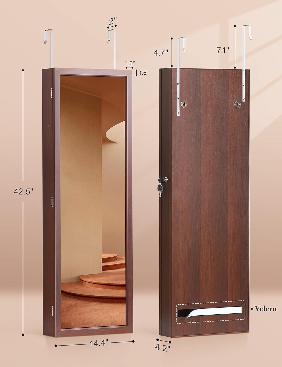 Stylish Brown LED Jewelry Organizer with Velvet Pockets - Perfect Christmas Gift