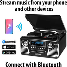 Load image into Gallery viewer, Vintage-Style Bluetooth Multimedia Center - 3-Speed Turntable, CD Player, Radio
