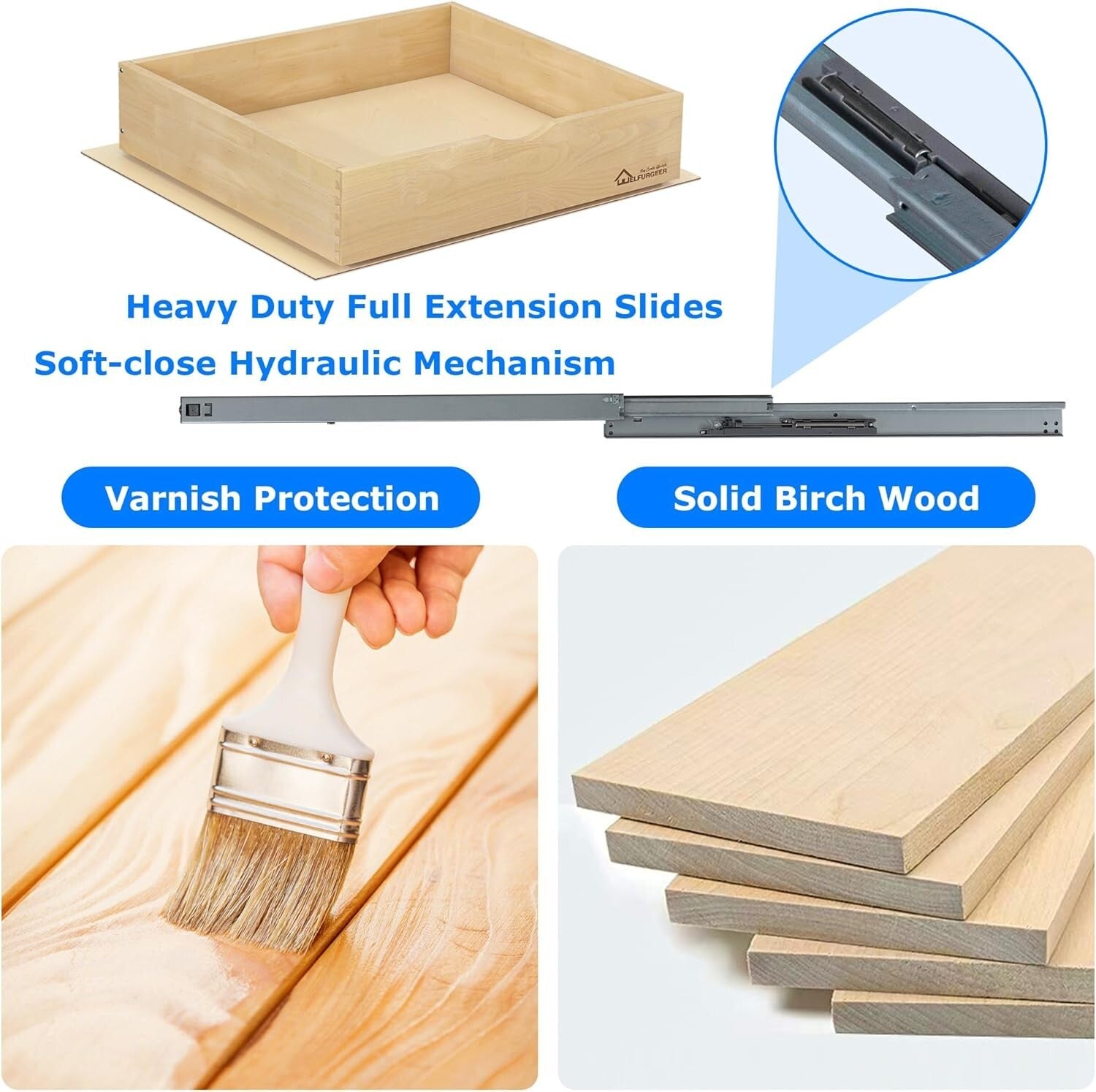 Easy Install Pull-Out Storage Drawer for Kitchen Cabinets - 70 lb Capacity