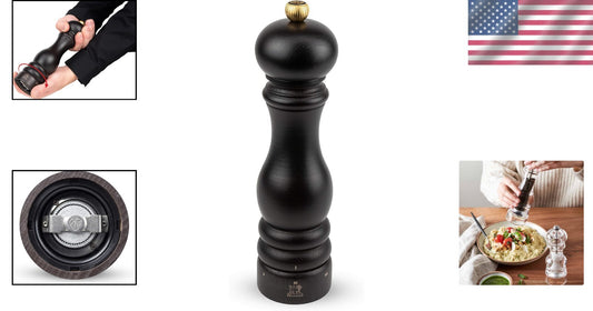 Crafted Chocolate Beechwood Pepper Mill - Adjustable Grind for Culinary Mastery